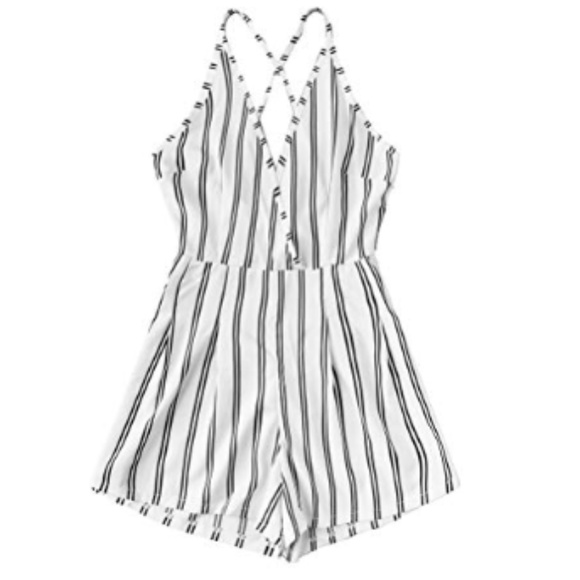 KraftKreations Pants - Women's Sleeveless Striped Romper